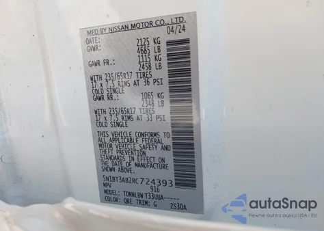 2024 Nissan Rogue S Intelligent Awd z USA, uszkodzony, nr VIN 5N1BT3AB2RC724393